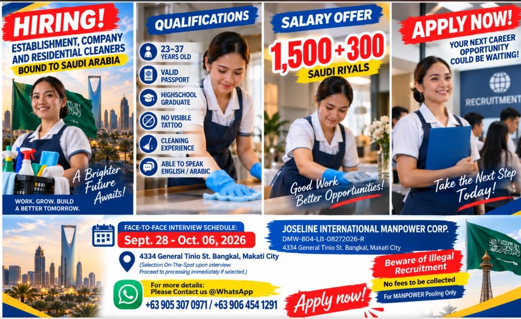 Joseline International Manpower Corporation Hiring